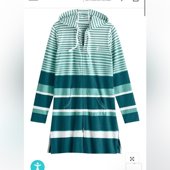 Coolibar XS cabana hoodie jacket nwt teal $89 sun protection - Picture 4 of 5